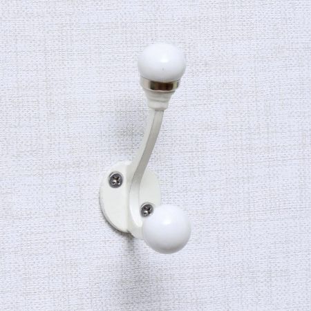 Cream Double Loop Ceramic Iron Hooks